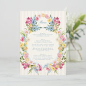 Franse Blauwe Bloemige Monogram Lente Bruiloft Menu (Staand voorkant)