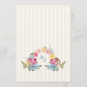 Franse Blauwe Bloemige Monogram Vintage Wapen Huwe Menu (Achterkant)