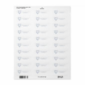 Franse Blauwe Bloemige Monogram Wapen Etiket (Full Sheet)
