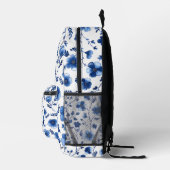 Franse Blauwe Bloempatronen Naam Bedrukte Rugzak (Rechts)