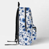 Franse Blauwe Bloempatronen Naam Bedrukte Rugzak (Links)
