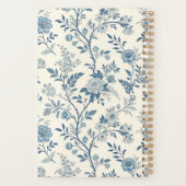 Franse Blauwe Bloemstuk Toile Patroon Naam Planner (Achterkant)