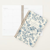 Franse Blauwe Bloemstuk Toile Patroon Naam Planner (Display)