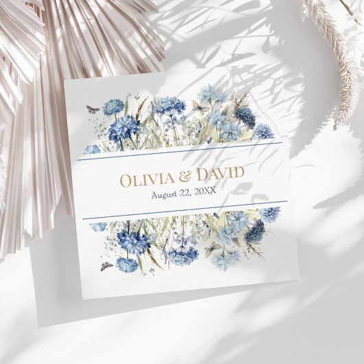 Franse Blauwe Boho Tuin Bloemen Trouwservetten Servet