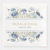 Franse Blauwe Boho Tuin Bloemen Trouwservetten Servet (Voorkant)