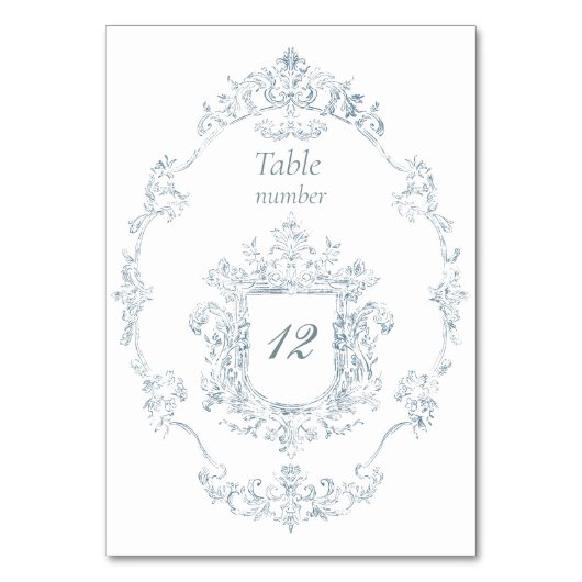  Franse Blauwe bruiloft Lijst Kaart (Voorkant)