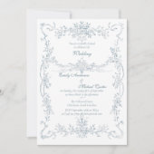  Franse Blauwe bruiloft Lijst Kaart (Voorkant)