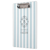 Franse blauwe bruinkoolstaven met monogram Logo Klembord (Links)