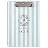 Franse blauwe bruinkoolstaven met monogram Logo Klembord (Voorkant)