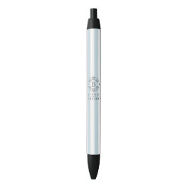 Franse blauwe bruinkoolstaven met monogram Logo Zwarte Inkt Pen
