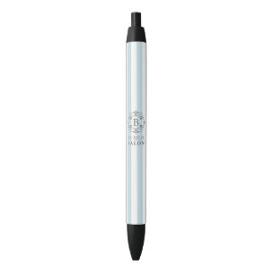 Franse blauwe bruinkoolstaven met monogram Logo Zwarte Inkt Pen