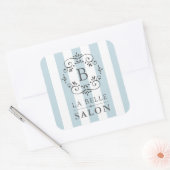 Franse blauwe bruinkoolstaven met monogram vierkante sticker (Envelop)