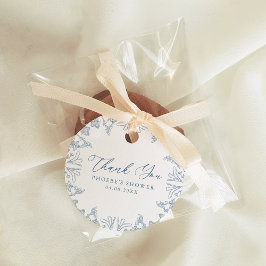 Franse Blauwe Chinoiserie Bloem Bruidsfeest Tags Bedankjes Labels