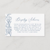 Franse Blauwe Chinoiserie Bloemen Display Douche Informatiekaartje (Voorkant)