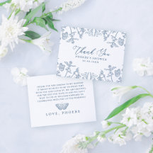 Franse Blauwe Chinoiserie Bloemige Bruidsdouche Bo