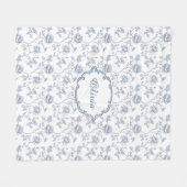 Franse Blauwe Chinoiserie Bloemstuk Aangepaste Naa Fleece Deken (Voorkant (Horizontaal))