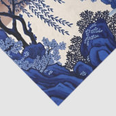 Franse Blauwe Chinoiserie Decoupage Print Tissuepapier (Detail)