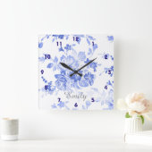 franse blauwe delft ziet er blauw uit vierkante klok (Huis)