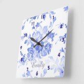 franse blauwe delft ziet er blauw uit vierkante klok (Hoek)