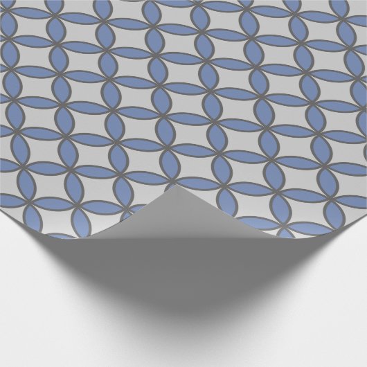Franse blauwe en grijze cirkels herhalen cadeaupapier (Hoek)