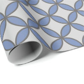 Franse blauwe en grijze cirkels herhalen cadeaupapier (Rol Hoek)