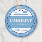 Franse blauwe en marine harten gemaakt met liefde bedankjes labels (Voorkant)