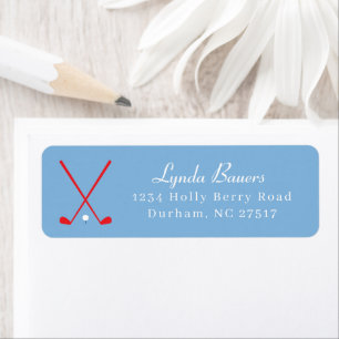 Franse Blauwe en Rode Golf Lover Retouradres Etiket
