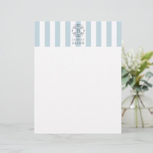 Franse blauwe en witte strepen met monogram (Staand voorkant)