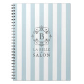 Franse blauwe en witte strepen met monogram notitieboek (Voorkant)