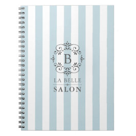 Franse blauwe en witte strepen met monogram notitieboek