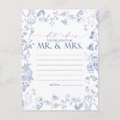 Franse blauwe en witte Victoriaans Floral Date Ide Briefkaart (Voorkant)