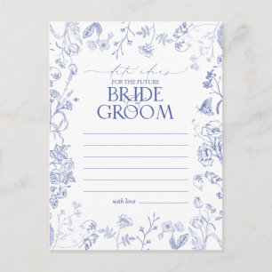 Franse blauwe en witte Victoriaans Floral Date Ide Briefkaart