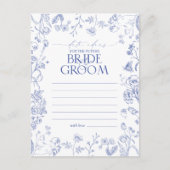 Franse blauwe en witte Victoriaans Floral Date Ide Briefkaart (Voorkant)