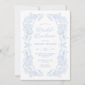 Franse Blauwe Erfgoed Bruidslunchon Kaart (Voorkant)