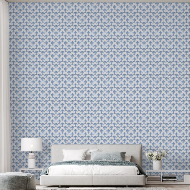 Franse blauwe Fleur di Lilly wandbekleding Behang (Slaapkamer)