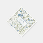 Franse Blauwe FloraL bruiloft cocktail servetten (Hoek)