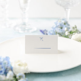 Franse Blauwe grillige Hand getrokken boog bruilof Plaatskaartje