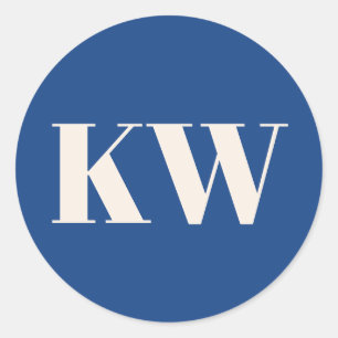 Franse Blauwe Grote Gemonogrammeerde Initiaal Gepe Ronde Sticker