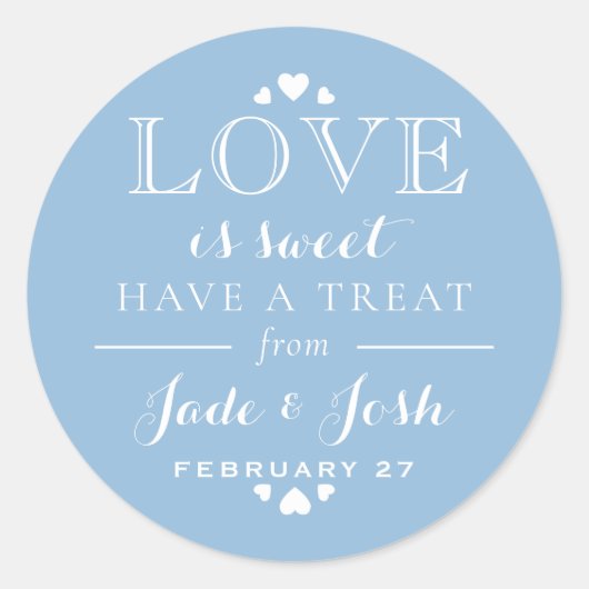 Franse blauwe hartenliefde is het zoete weddenscha ronde sticker (Voorkant)