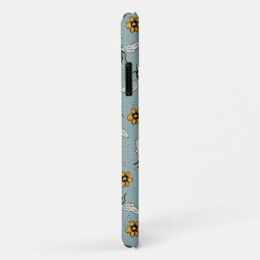 Franse Blauwe Honingbij en Bloemen Patroon Case-Mate iPhone Case (Achterkant/rechts)
