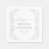 Franse Blauwe Hortensia Bruiloftsshower Servet (Voorkant)
