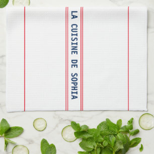 Franse Blauwe La Cuisine Naam & Rode Streep Theedoek