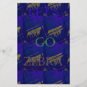 Franse Blauwe "Let's Go Zebra" Abstracte Print Briefpapier