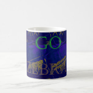 Franse Blauwe "Let's Go Zebra" Abstracte Print Koffiemok
