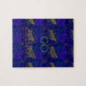 Franse Blauwe "Let's Go Zebra" Abstracte Print Legpuzzel (Horizontaal)