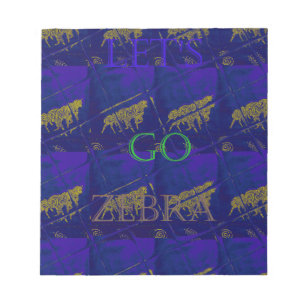 Franse Blauwe "Let's Go Zebra" Abstracte Print Notitieblok
