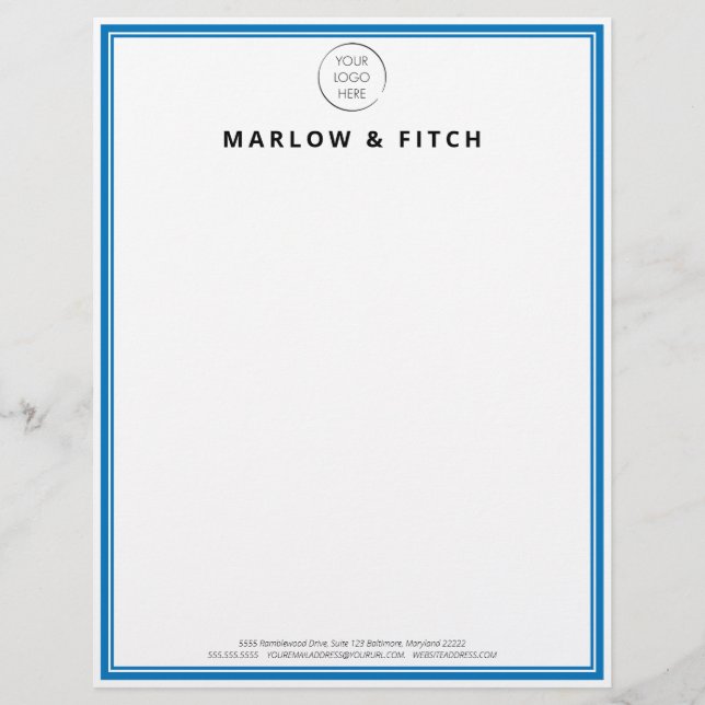 Franse Blauwe Logo Aangepaste Zakelijke Briefpapie Briefhoofd (Voorkant)