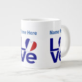 Franse Blauwe LOVE Gear Flag Gepersonaliseerd Grote Koffiekop (Voorkant rechts)