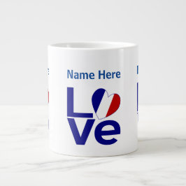 Franse Blauwe LOVE Gear Flag Gepersonaliseerd Grote Koffiekop