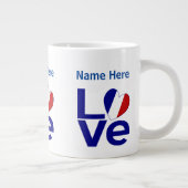 Franse Blauwe LOVE Gear Flag Gepersonaliseerd Grote Koffiekop (Rechts)